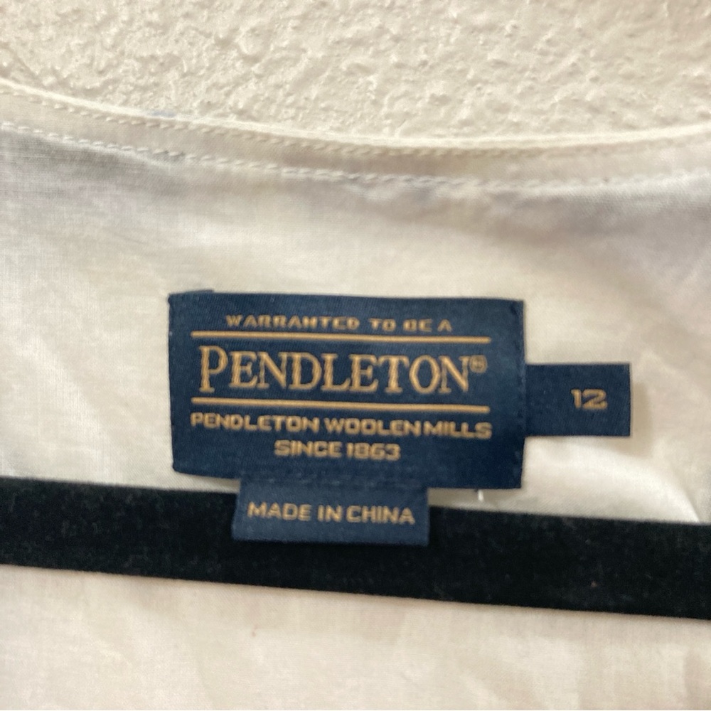 Pendleton Women’s Midi Dress Blue and White Sleeveles Pleated Sz 12 - Picture 7 of 13